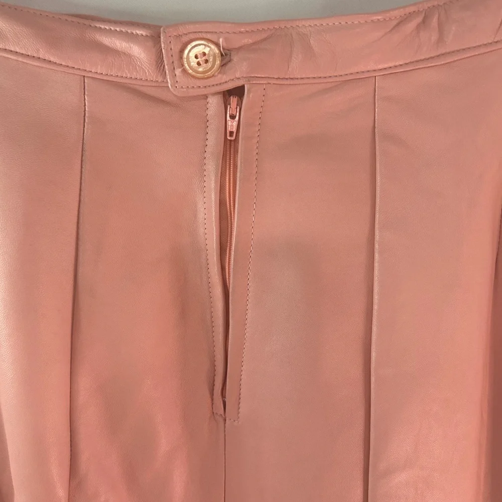 Vintage 80s Cache leather pink midi skirt woman size 10